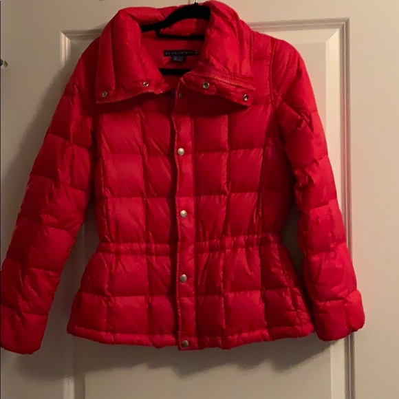 cinched waist puffer jacket